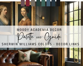 Moody Academia Decor and Palette. Decor links, Paint Colors and Application Guide
