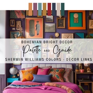 Decorazioni e palette Boho Bright. Link per decorazioni, colori per vernici e guida all'applicazione.