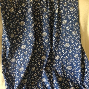 Beautiful Antique French Vining Floral Cotton Fabric ~ Unique Blue White