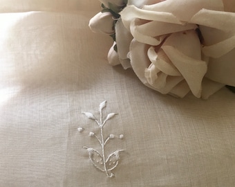 Beautiful Antique Edwardian Early 1900 Embroidered Floral Silk Organza Voile Fabric ~ Cream Off White ~ Clothing Dolls Home Sewing Projects