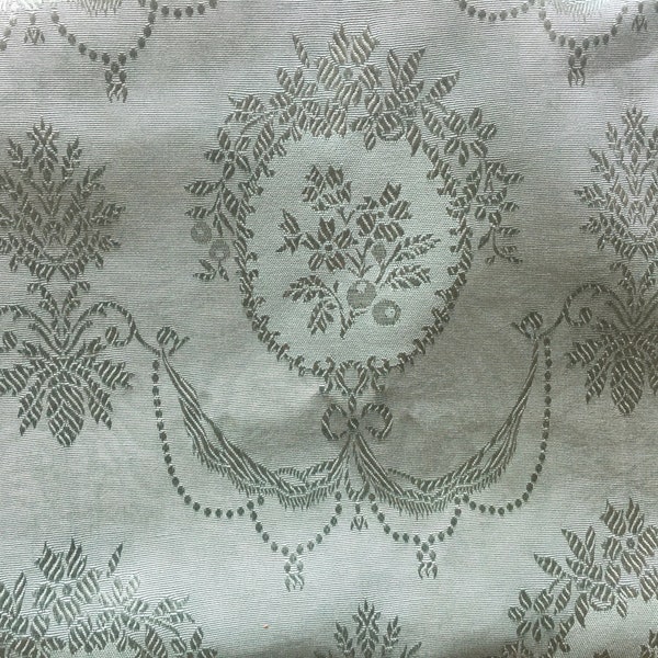 Vintage Regency Foral camée Cartouche butin tissu damassé satiné moiré ~ vert écume de mer