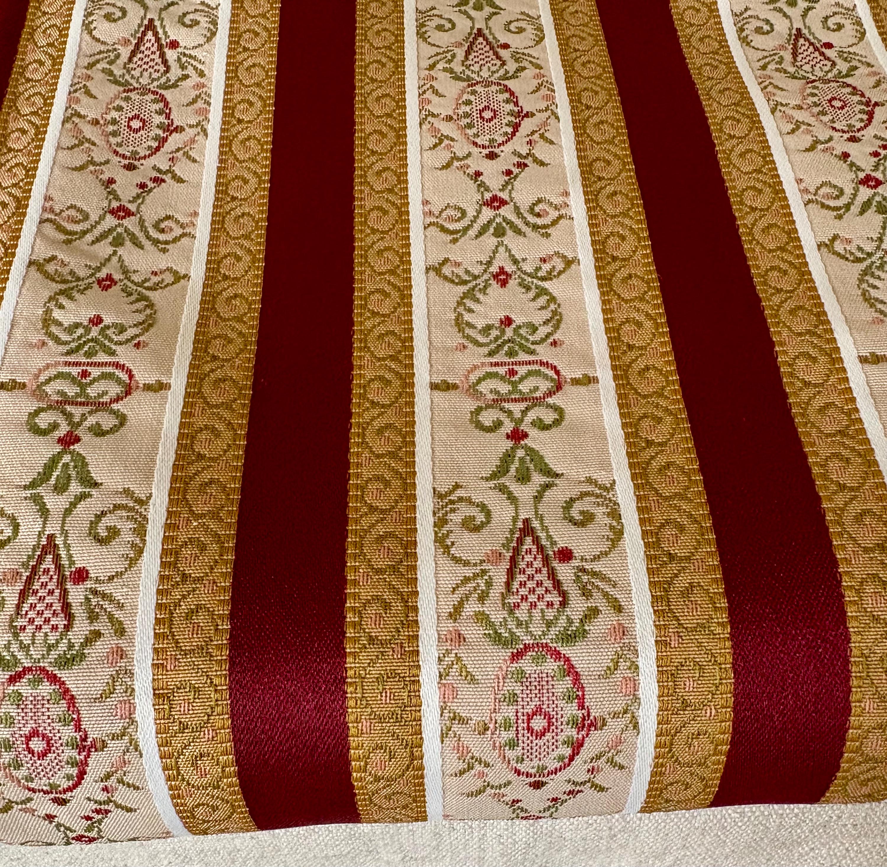 Beautiful Old World Vintage French Lisere Floral Stripe Matt Satin