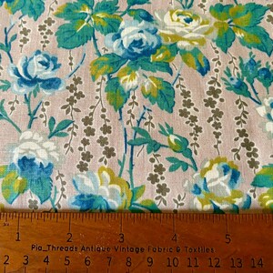 Beautiful Antique Cottage Roses Cotton Fabric ~ Blue Green Citrus ...