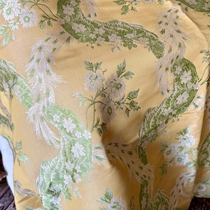 Gorgeous Excellent Quality Vintage French Floral Garland Brocade Jacquard Interiors Furnishings Upholstery Fabric ~ Yellow Green