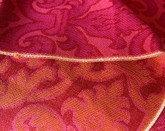 Vintage 1960s Retro Mod Damask Jacquard Interiors Upholstery Fabric ~ Pink Orange