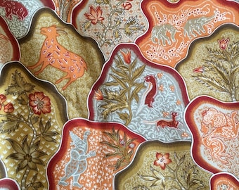 Fantastic Unused Vintage French Indienne Botanical Tribal Interiors Cotton Fabric ~ Burnt Orange Olive Ochre
