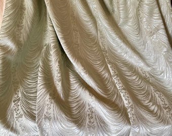 Beautiful Vintage Floral Swag Satin Damask Furnishings Interiors Fabric ~ Lovely Soft Green