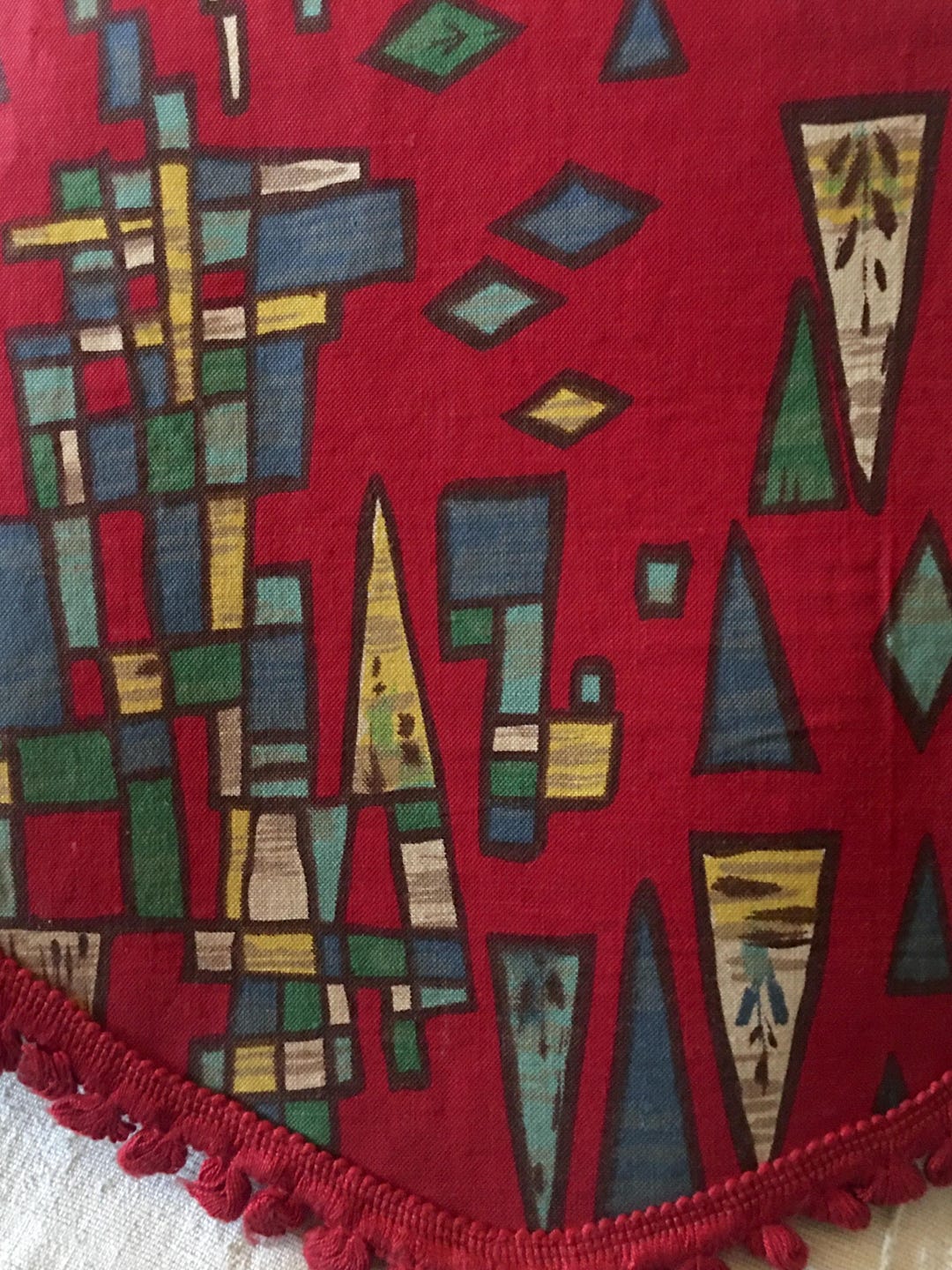Vintage French Mid Century Scalloped Abstract Cotton Fabric Pelmet ...