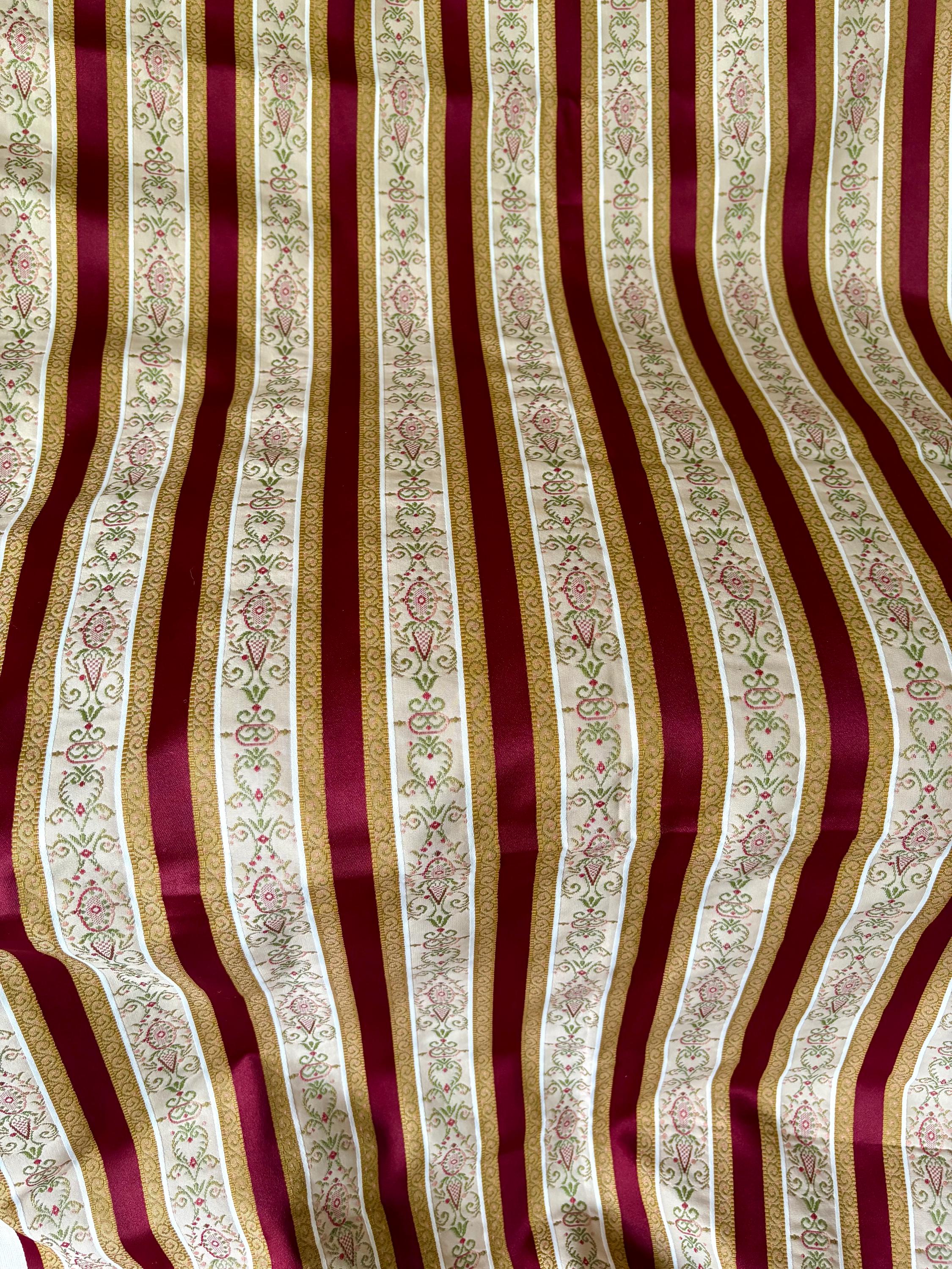 Beautiful Old World Vintage French Lisere Floral Stripe Matt Satin