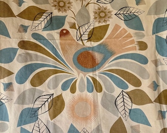 Vintage Retro Blue French ROMANEX DE BOUSSAC Fabric Material 1.4m