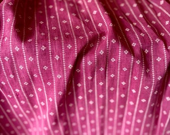 Antique 19th Century 1800s Geometric Floral Stripe Calico Cotton Fabric ~ Claret Maroon ~  Doll Dress Patchwork Quilt Primitive Creations