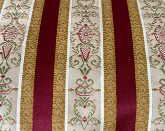 Beautiful Old World Vintage French Lisere Floral Stripe Matt Satin