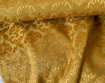 Beautiful Vintage French Classic Damask Interiors Furnishings Drapery Fabric ~ Rich Gold