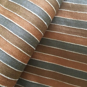 Vintage Raised Horizontal Woven Stripe Fine Quality Cotton Fabric~ Possibly a hint of Silk ~ Beautiful Mocha Gray Sienna ~Apparel Home