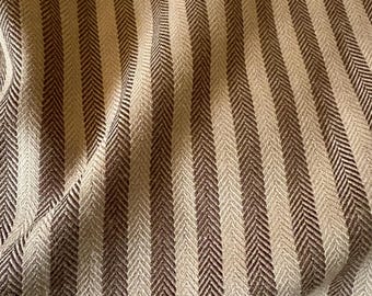 Beautiful Ralph Lauren Woven  Herringbone Ticking Stripe Pure Wool Interiors Furnishings Fabric ~ Brown Tan Beige