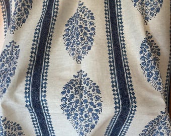Beautiful Thibaut Boho Block Print Design Chappana Large Cotton Fabric Curtain  ~ Indigo Blue ~  52 1/2” x 90” ~ Boho Chic Arabesque