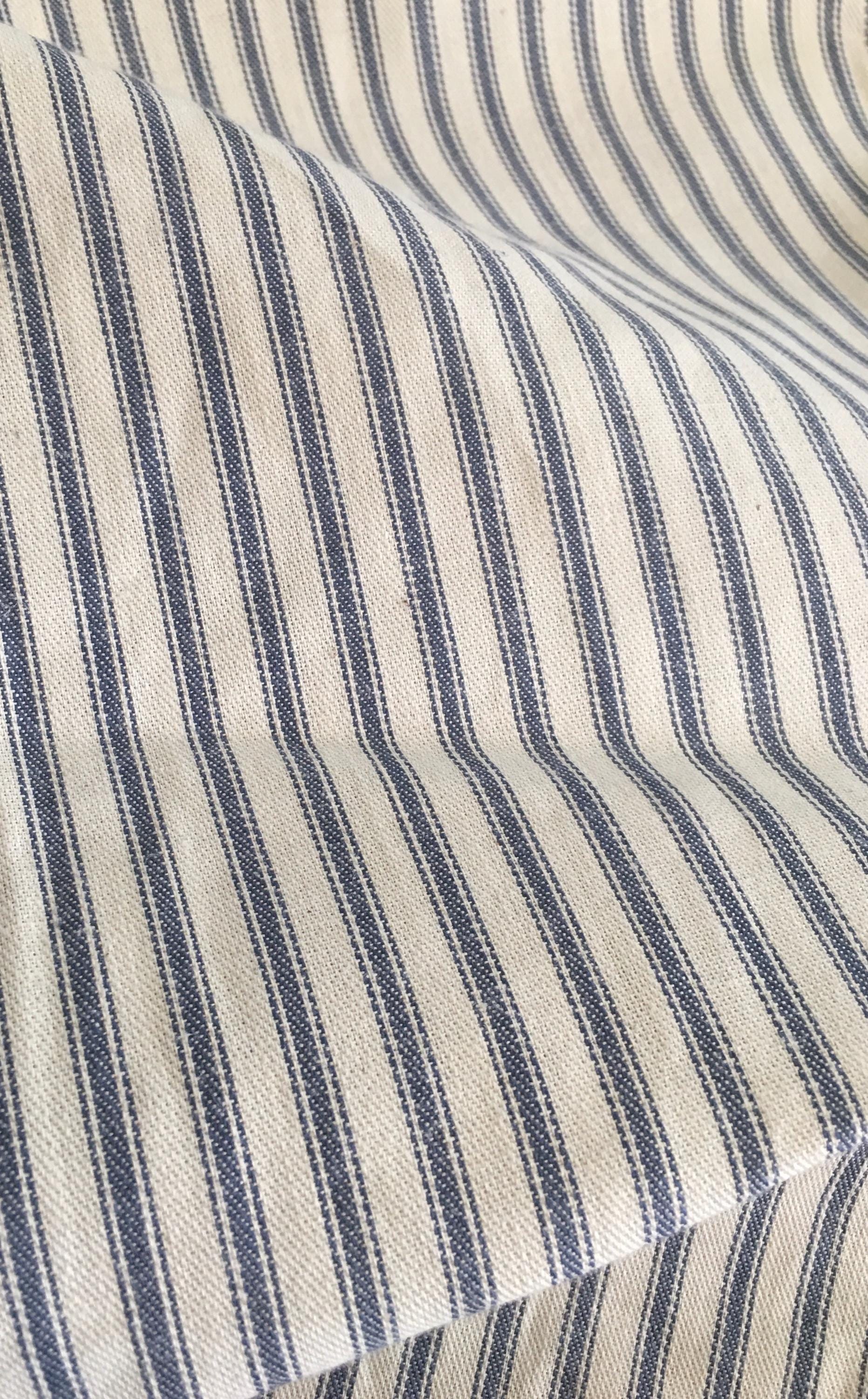 確認用 コットンタイム 2008年1月号 No.76 Vintage Cotton Ticking Fabric ~ Blue Natural off White ~ Unused
