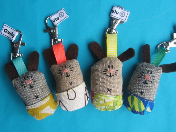 Hand sewn key ring or bag charm bunny