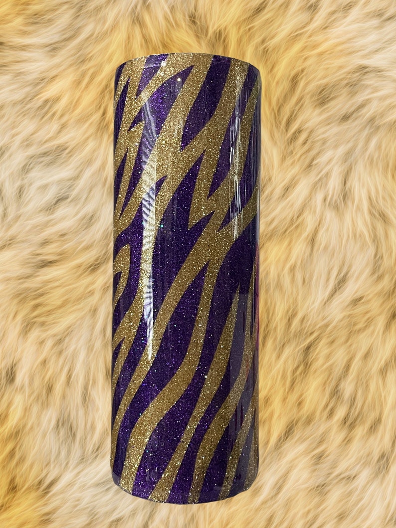 Purple/Gold Tiger Stripe Tumbler image 1