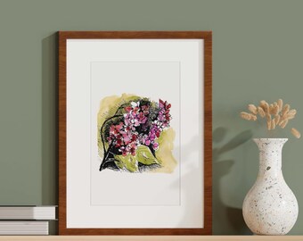 Pink Lilac Watercolor Print, Floral Wall Art, Botanical Illustration, Spring Flower Decor, Cottagecore Printable, Digital Download