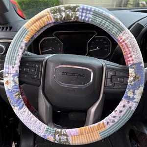 Patchwork Universal Fit Steering Wheel Cover with Nonslip Grips
