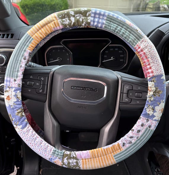Patchwork Universal Fit Steering Wheel Cover with Nonslip Grips