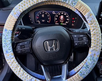 Quilted Patchwork Universal Fit Steering Wheel Cover with Nonslip Grips