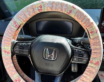 Pink Cottage Core Quilt Universal Fit Steering Wheel Cover with Nonslip Grips