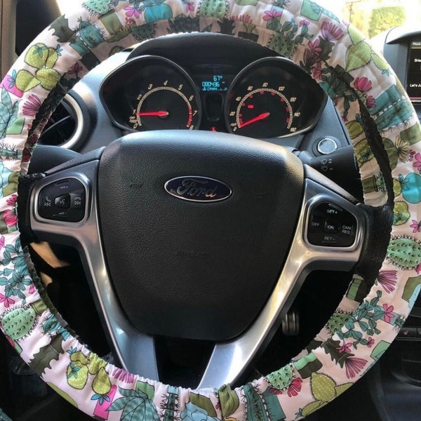 Cactus/Succulents Steering Wheel Cover - Universal Fit with Nonslip Grips