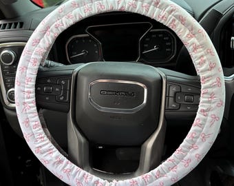 Pink Bows Universal Fit Steering Wheel Cover with Nonslip Grips