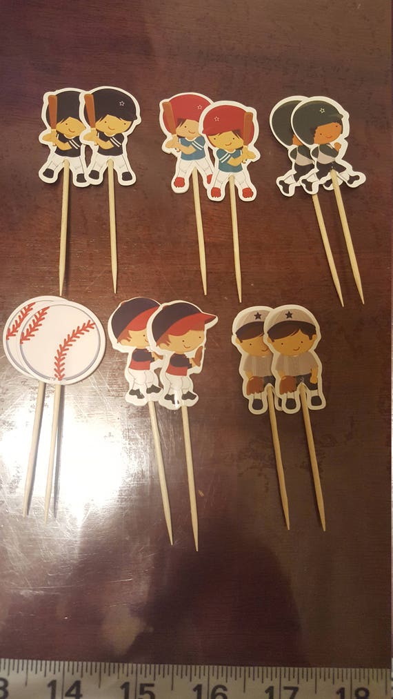 Baseball Tee Ball Glove Bat 12 cupcake pick cake topper party Etsy