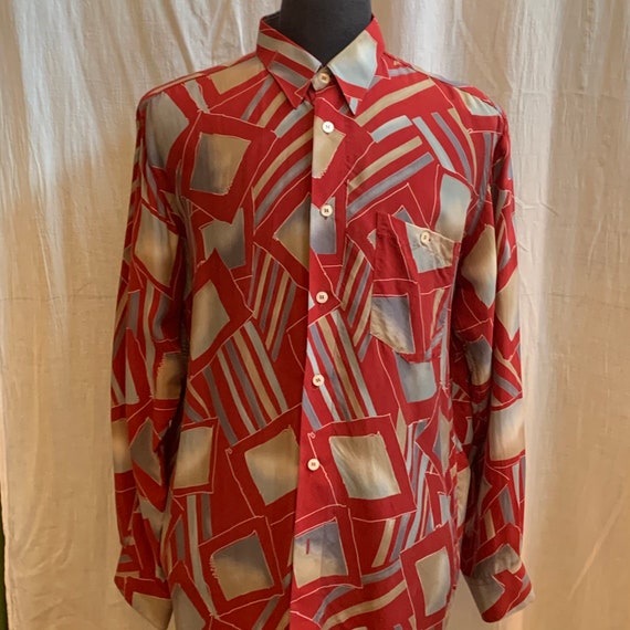 1980’s Geometric DAVINCI Geometric Print Shirt