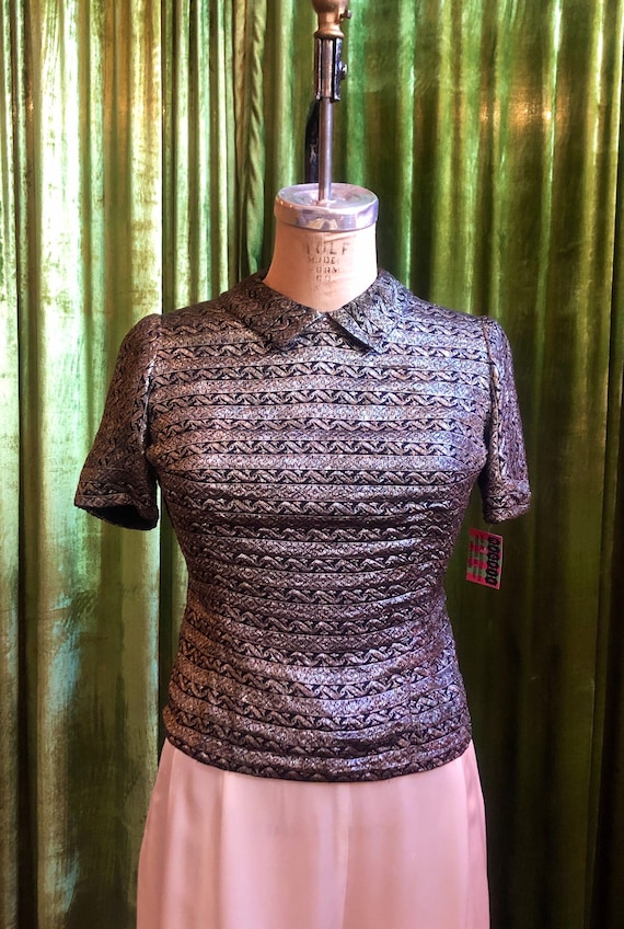 Fabulous 1950s Gisela Stein gold black brocade top