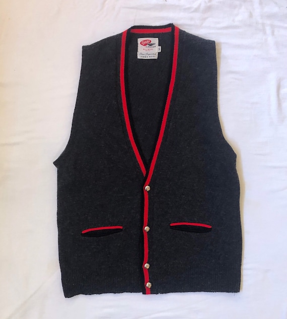 1950s Rugby Sportswear charcoal wool knit button-u