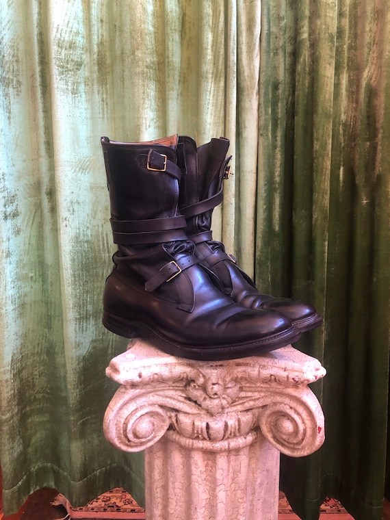 Vintage 1980s Dehner black leather tanker boots