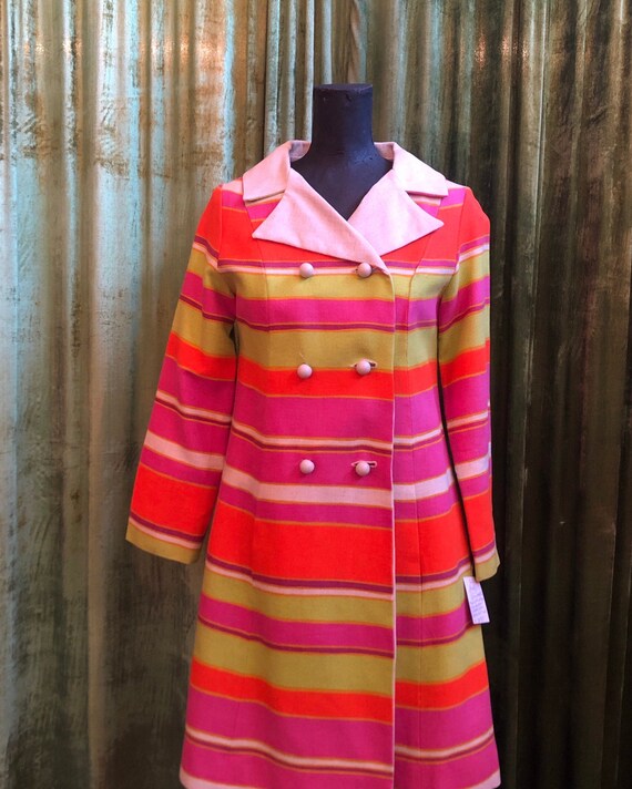 1960s, Kelly Arden, mod, multi-color striped, doub