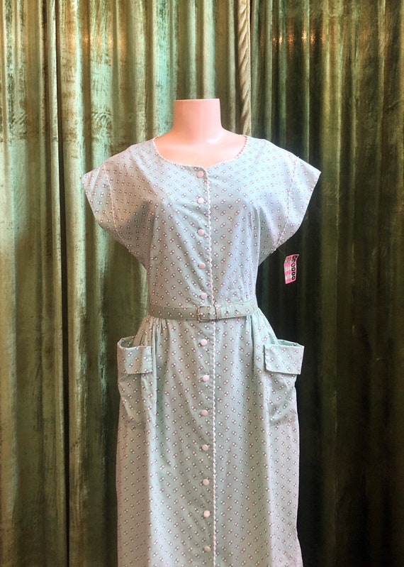 1940s mint green novelty print daydress