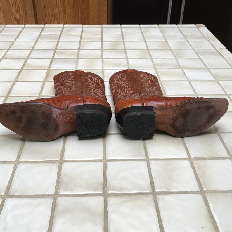 Awesome Woman/'s Ostrich Leather Western 2 Tone Cowboy Boots With Fancy Stitching VTG 1980/'s...Unisex Men/'s Size 8D Woman/'s Size 9M.