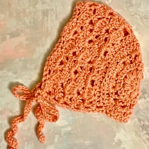 Crochet Bonnet for 0-3 Month Old Baby Girl, Crochet Baby Bonnet, Crochet Bonnet, Baby Girl Bonnet, Crochet Baby Hat, Baby Bonnet, Pink