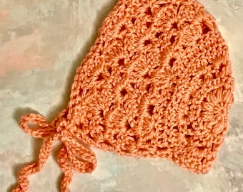 Crochet Bonnet for 0-3 Month Old Baby Girl, Crochet Baby Bonnet, Crochet Bonnet, Baby Girl Bonnet, Crochet Baby Hat, Baby Bonnet, Pink