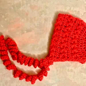 Baby Bonnet, Crochet Baby Bonnet, Newborn Bonnet, Baby Girl Bonnet, Crochet Newborn Bonnet, Crochet Bonnet, Newborn Crochet Hat, FuschiaPink