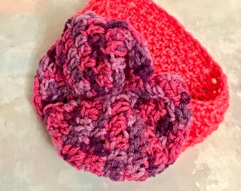 Baby Headbands, Baby Girl Headband, Crochet Headband, Infant Headband, 0-3 Month, Dark Pink and Purple, Crochet Baby Headbands, Bow Headband