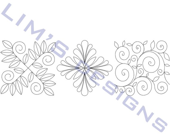Quilt block machine embroidery design Three sizes