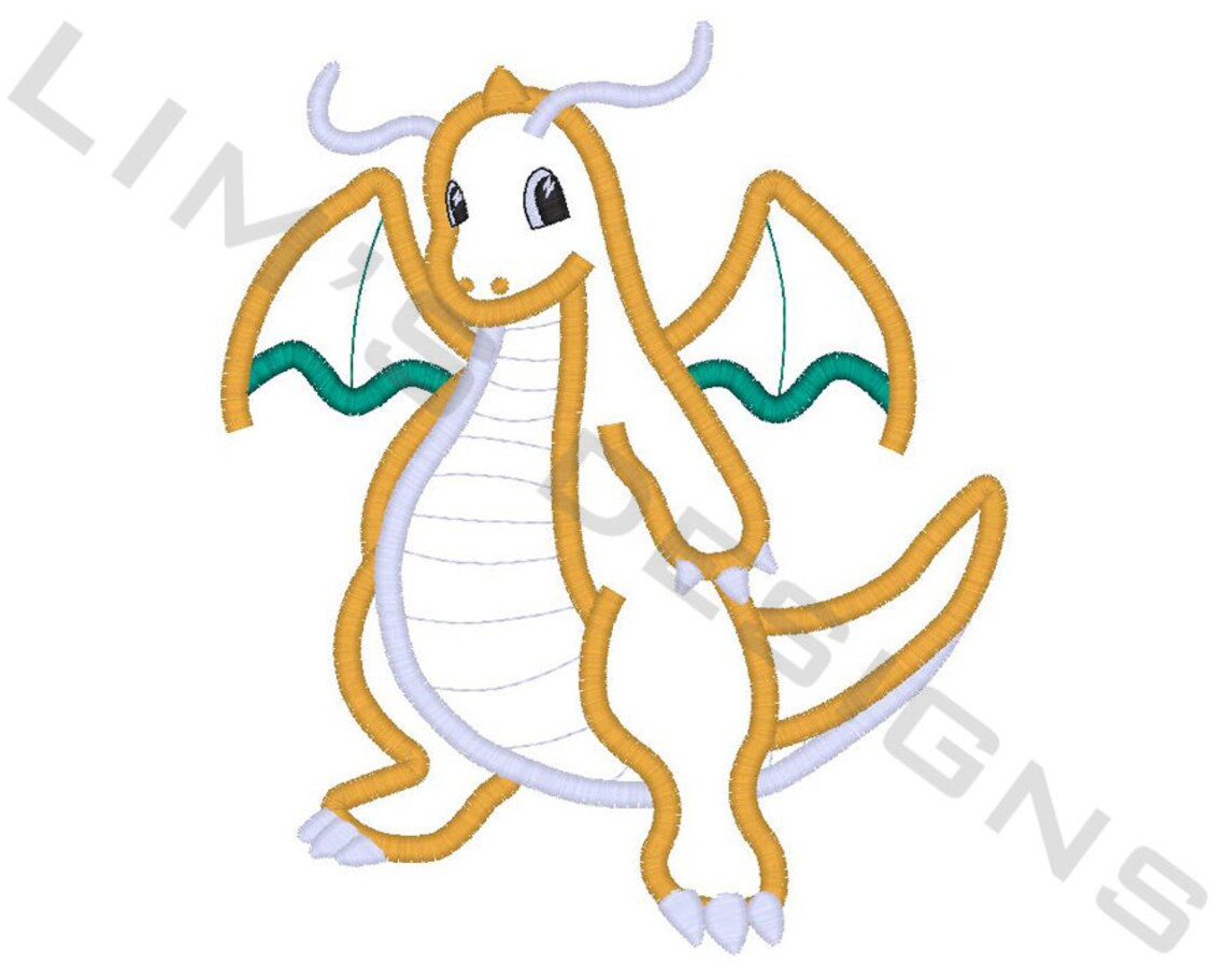 Dragonite Pokemon Applique Machine Embroidery Design 3 Sizes Etsy
