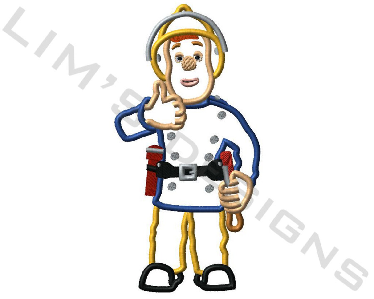 Fireman Sam Applique Machine Embroidery Design 3 Sizes Etsy
