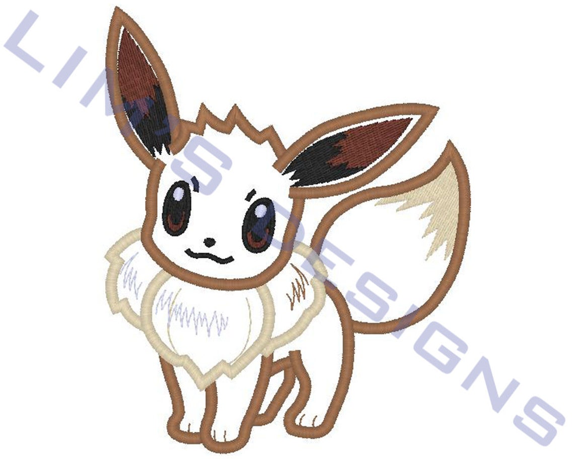 Eevee Pokemon Applique Machine Embroidery Design 3 Sizes Etsy Canada