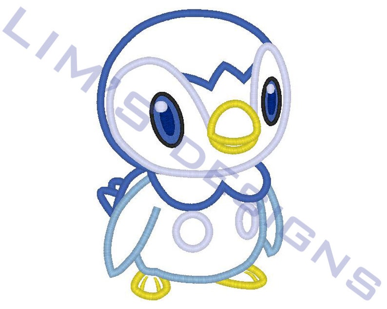 Piplup Pokemon Applique Machine Embroidery Design 3 Sizes Etsy