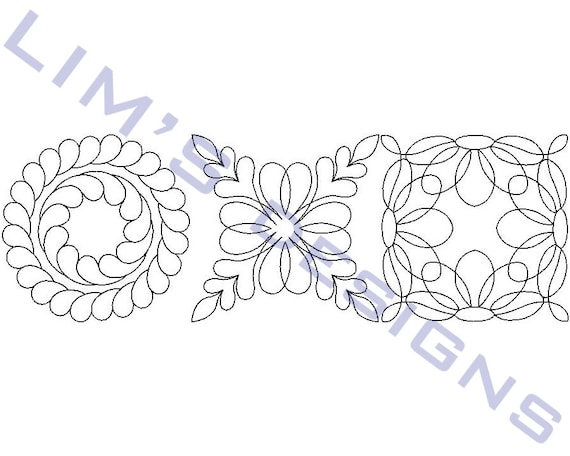 Quilt block machine embroidery design Three sizes