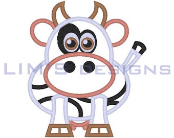 Cute Cow applique machine embroidery design- 3 sizes 4x4", 5x7", 6x10"