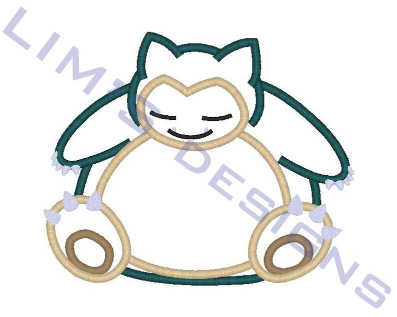 Snorlax Pokemon Applique Machine Embroidery Design 3 Sizes Etsy